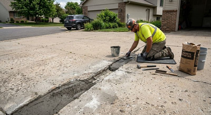 Concrete Driveway Crack Repair in West Des Moines, IA